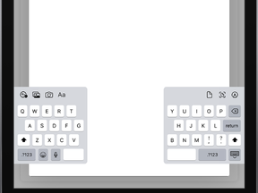 You’re iPad keyboard can be split into two, grouping the left and right portions of the keyboard together near the corner of the screen.